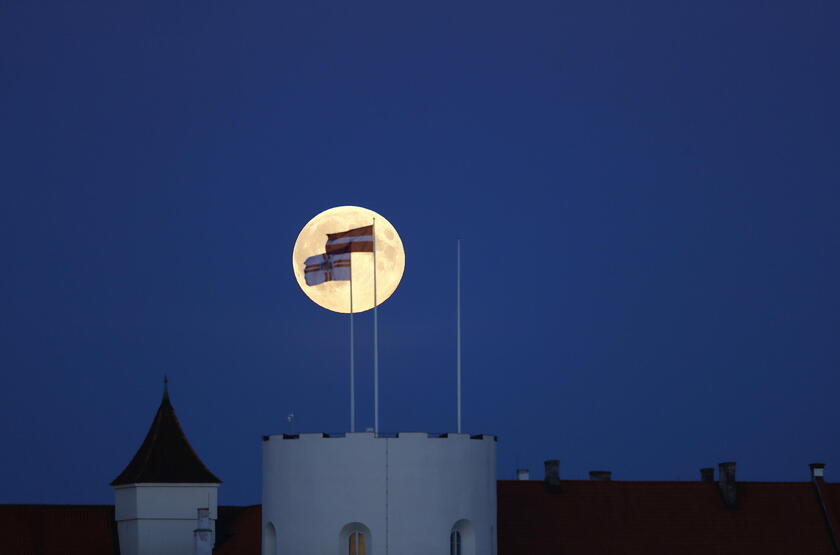 Supermoon rises over Riga