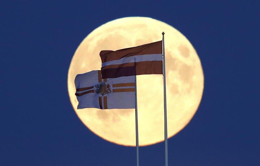 Supermoon rises over Riga