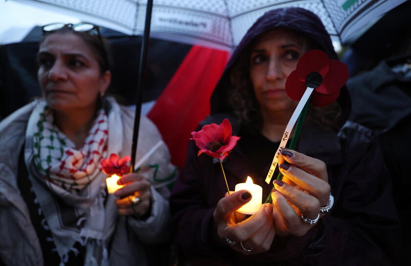 British Palestinians hold vigil in London one year after start Israel's bombardment of Gaza