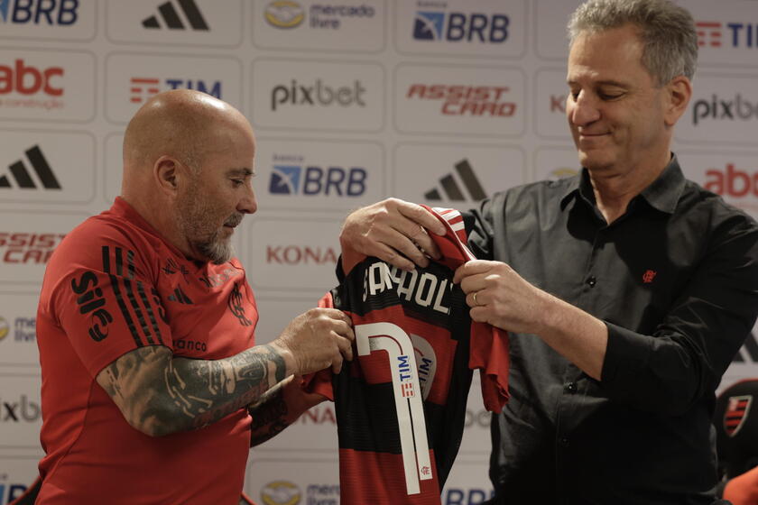 Jorge Sampaoli is presented as the new head coach of Brazil's Flamengo