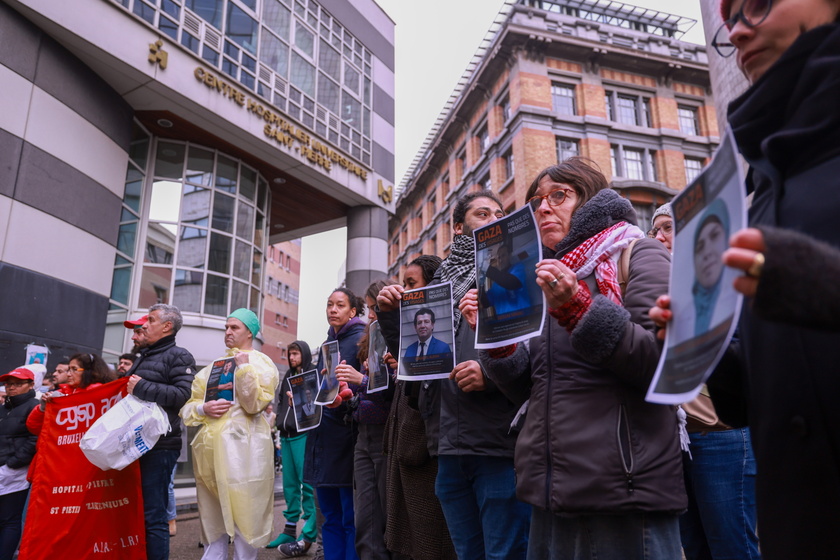 Belgian medical workers protest in solidarity with Gaza and Lebanon