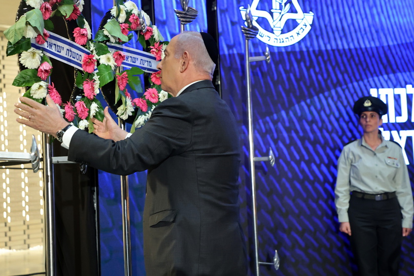 Israeli PM Netanyahu attends Memorial Day state ceremony at Mount Herzl in Jerusalem