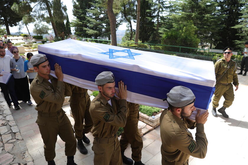 Funeral of Israeli soldier following APC explosion in southern Gaza