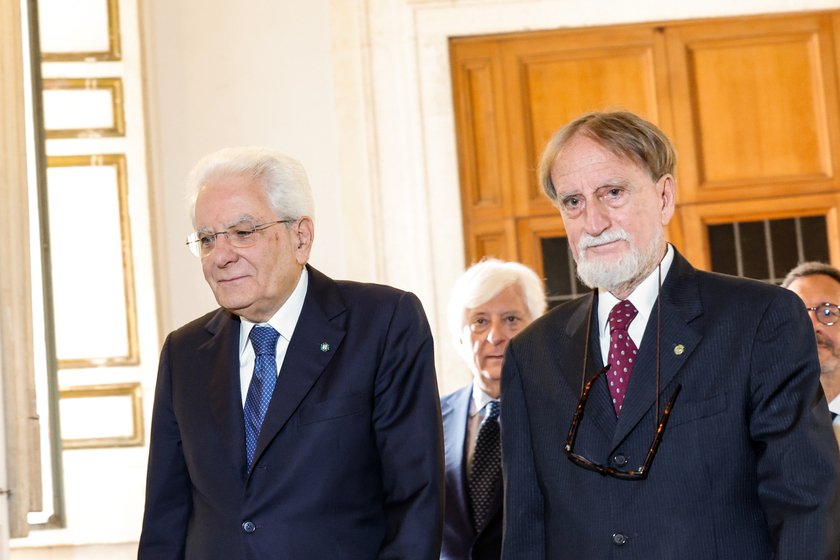Mattarella e Fontana alla cerimonia di chiusura dell'anno accademico dell'Accademia dei Lincei