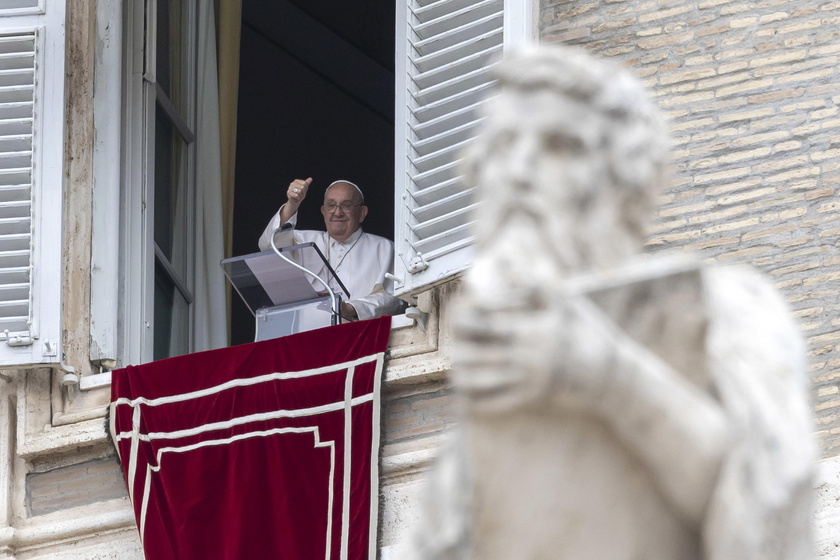 Pope Francis leads Sunday's Angelus prayer at the Vatican