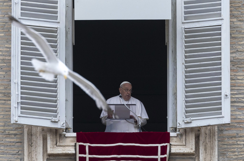 Pope Francis leads Sunday's Angelus prayer at the Vatican