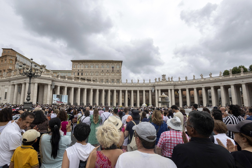 Pope Francis leads Sunday's Angelus prayer at the Vatican