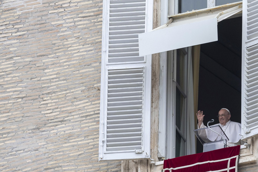 Pope Francis leads Sunday's Angelus prayer at the Vatican