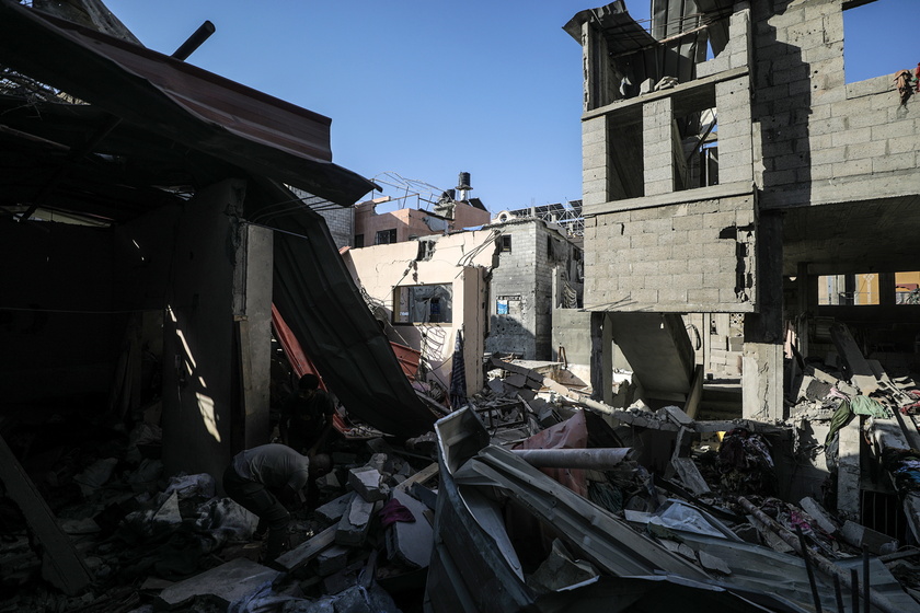 Damage following Israeli air strike on Al-Maghazi refugee camp in southern Gaza