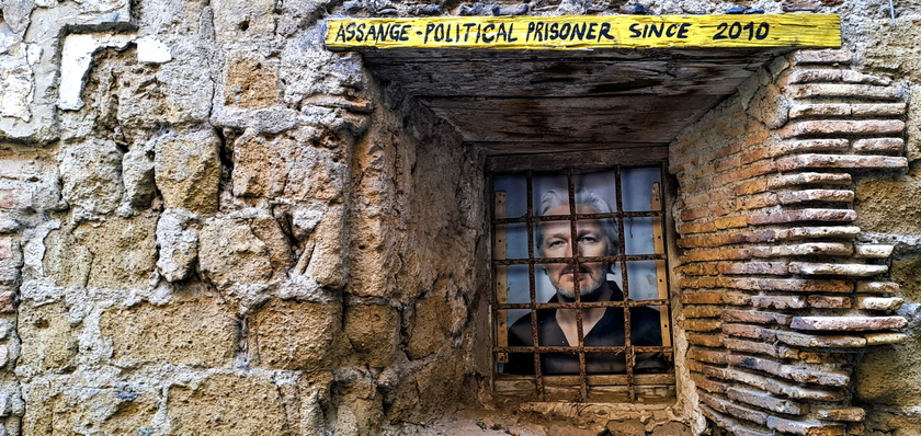 Installation dedicated to WikiLeaks founder Julian Assange in Naples