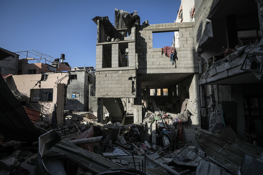 Damage following Israeli air strike on Al-Maghazi refugee camp in southern Gaza