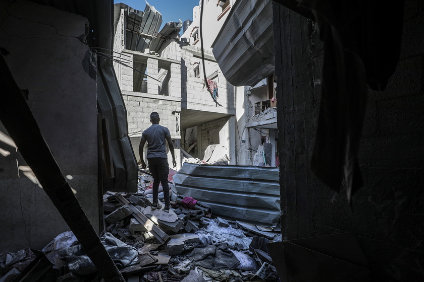 Damage following Israeli air strike on Al-Maghazi refugee camp in southern Gaza