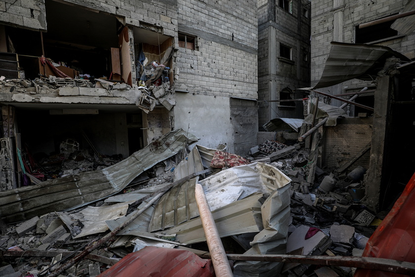 Damage following Israeli air strike on Al-Maghazi refugee camp in southern Gaza