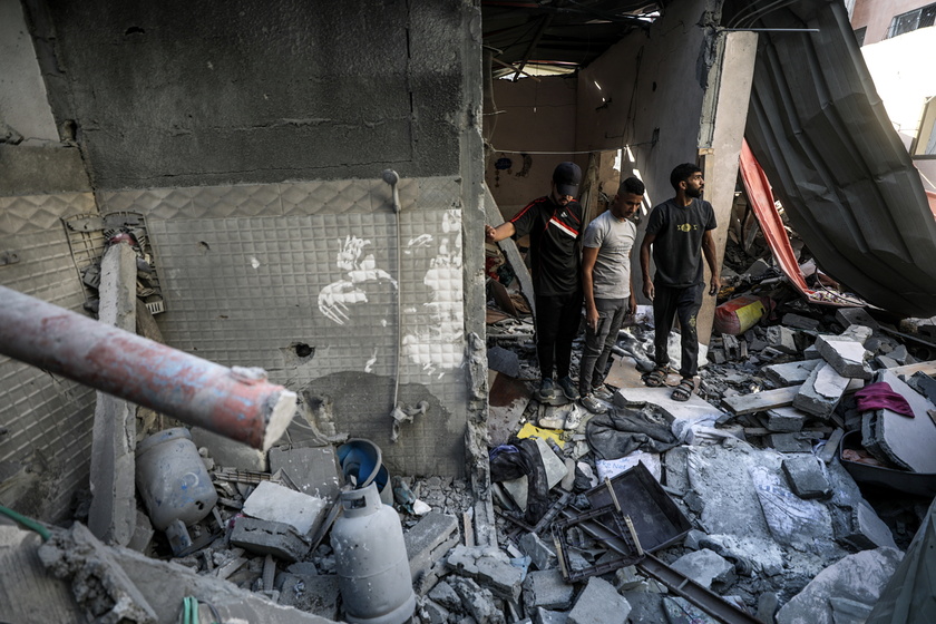 Damage following Israeli air strike on Al-Maghazi refugee camp in southern Gaza