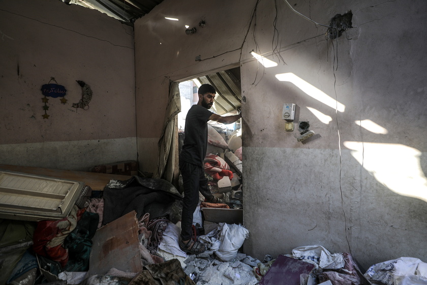 Damage following Israeli air strike on Al-Maghazi refugee camp in southern Gaza