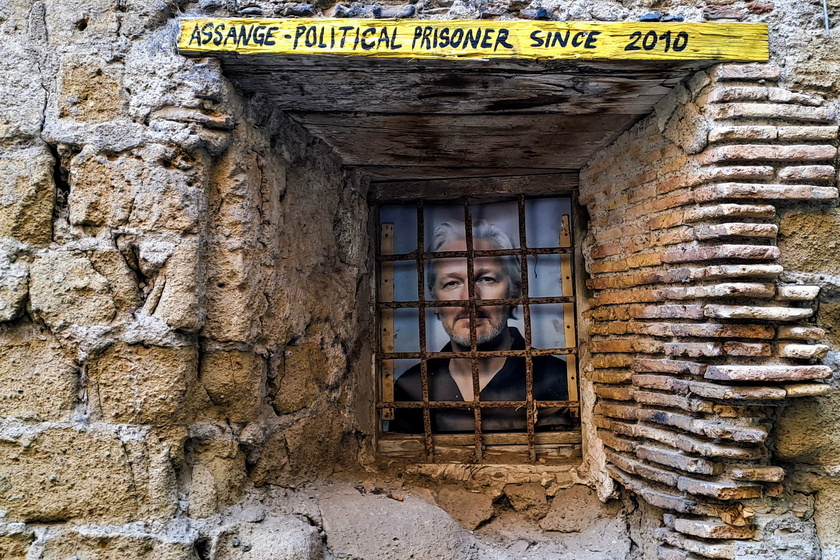 Installation dedicated to WikiLeaks founder Julian Assange in Naples