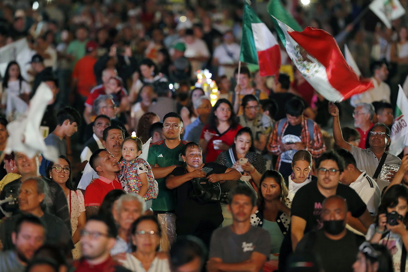 Supporters of presidential candidate Claudia Sheinbaum begin celebration in the Zocalo of Mexico City 