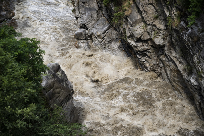 Maggia river overflows following heavy rain in Switzerland