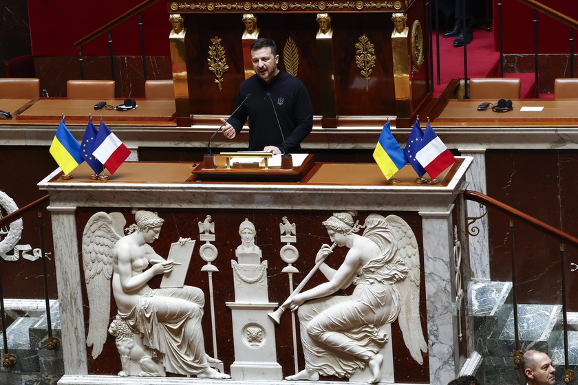 Ukrainian President Zelensky addresses the French National Assembly