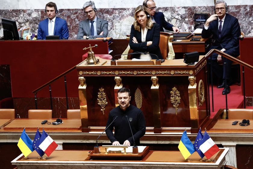 Ukrainian President Zelensky addresses the French National Assembly