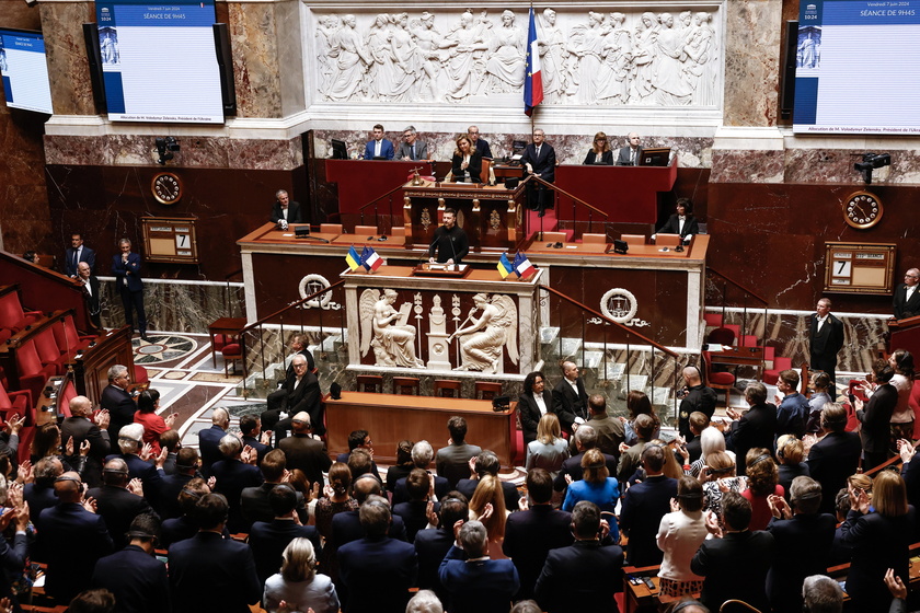 Ukrainian President Zelensky addresses the French National Assembly