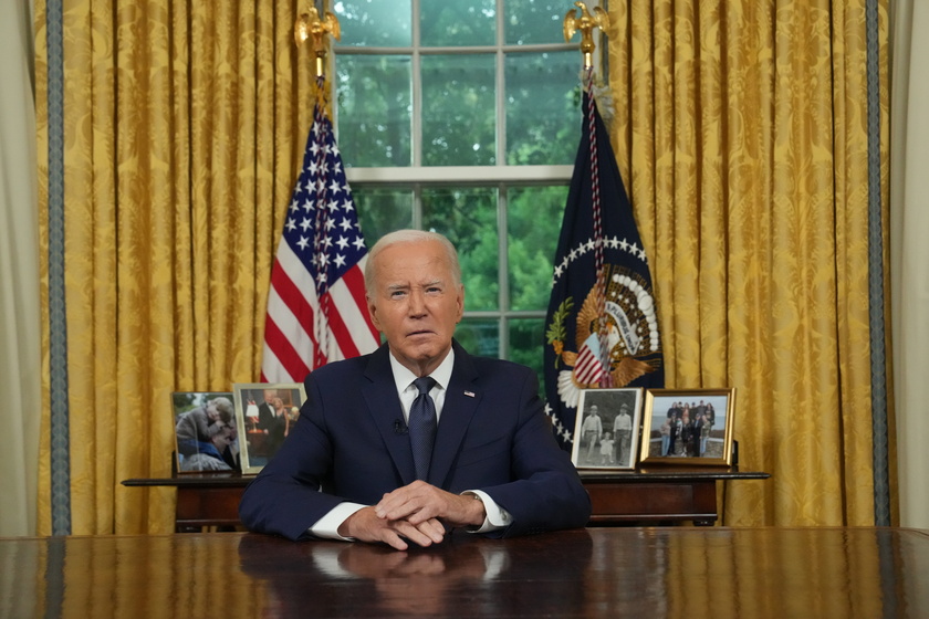 US President Joe Biden delivers an address to the nation from the Oval Office