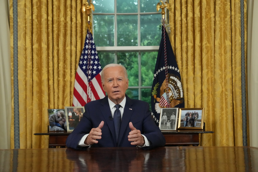 US President Joe Biden delivers an address to the nation from the Oval Office