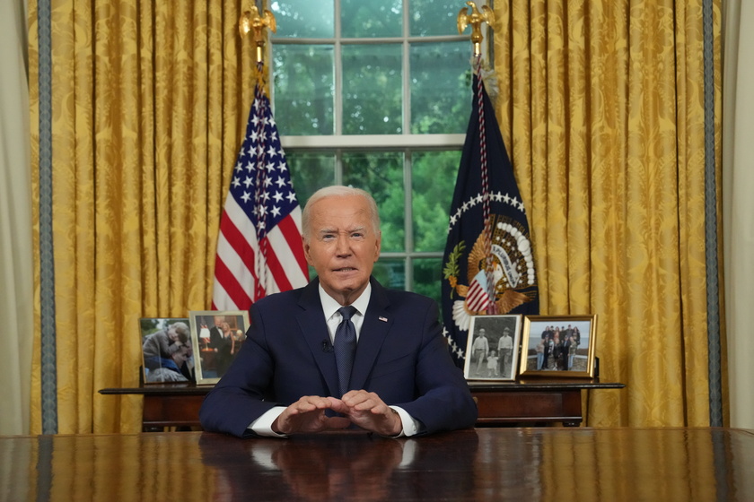 US President Joe Biden delivers an address to the nation from the Oval Office