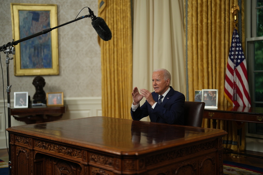 US President Joe Biden delivers an address to the nation from the Oval Office