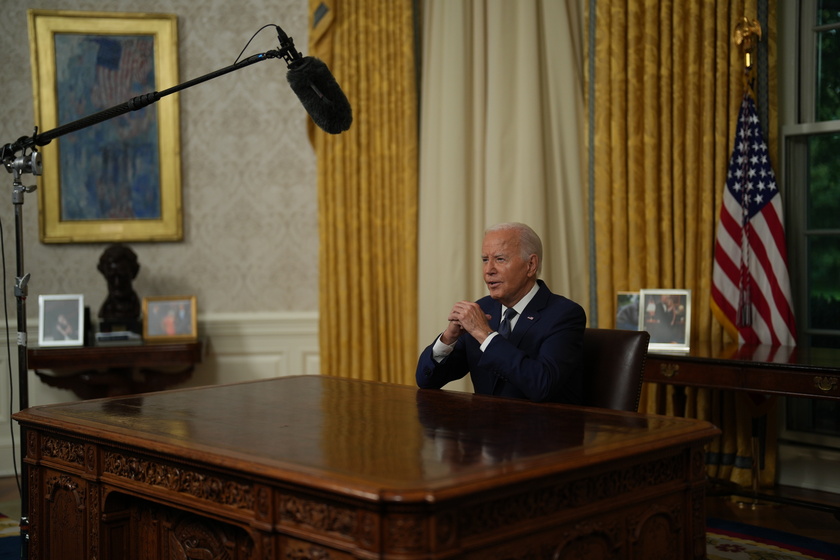 US President Joe Biden delivers an address to the nation from the Oval Office