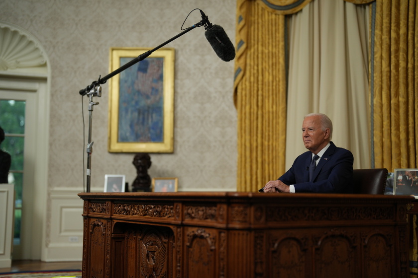 US President Joe Biden delivers an address to the nation from the Oval Office