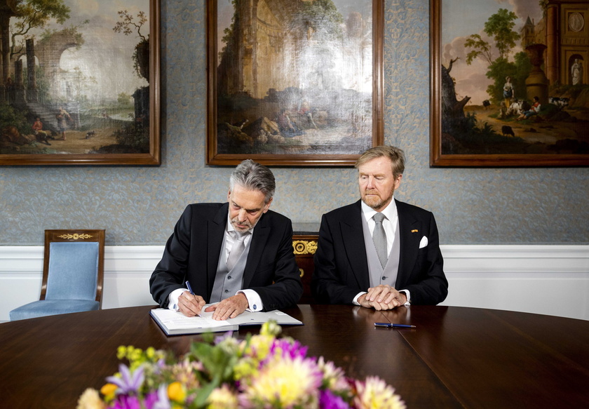 Dutch King Willem-Alexander and prospective PM Dick Schoof sign Royal Decrees in The Hague