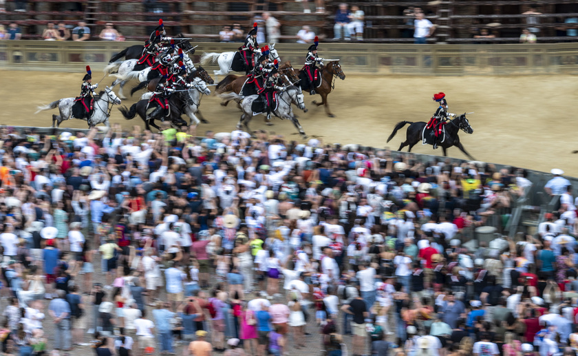 Traditional Palio di Siena horses race in Siena