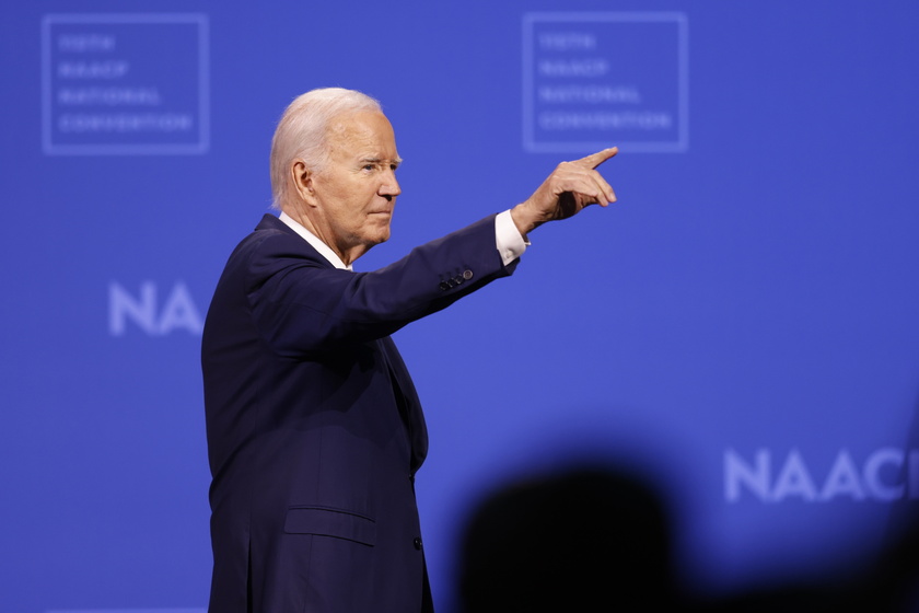 US President Joe Biden speaks during the 115th NAACP National Convention 