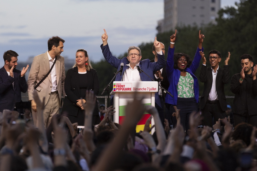 France's left-wing LFI leader Melenchon reacts after results of legislative elections