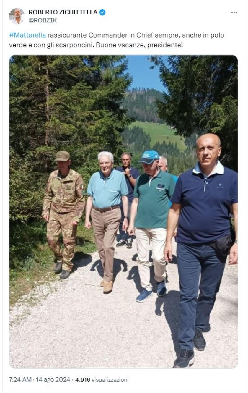 Sergio Mattarella in vacanza a Dobbiaco