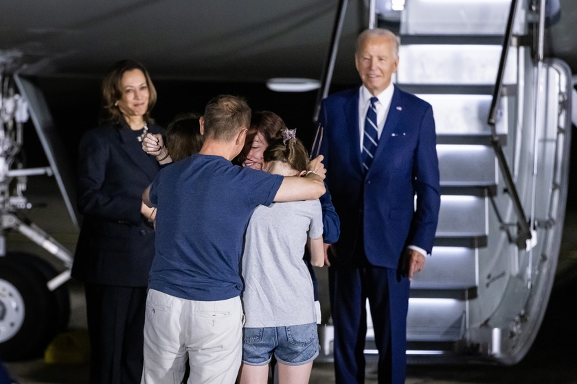 US President Biden, VP Harris greet prisoners freed from Russia