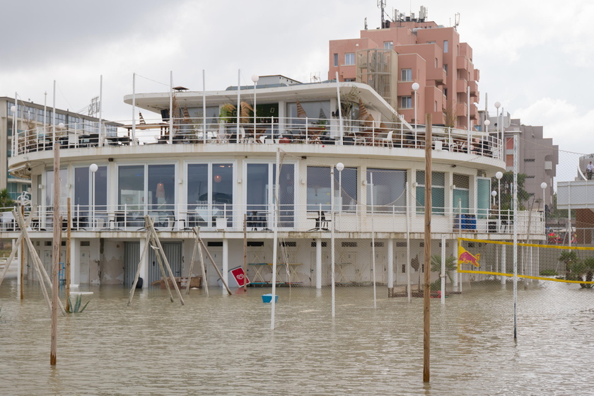 Flooded streets after storm surge in Emilia-Romagna region, Italy