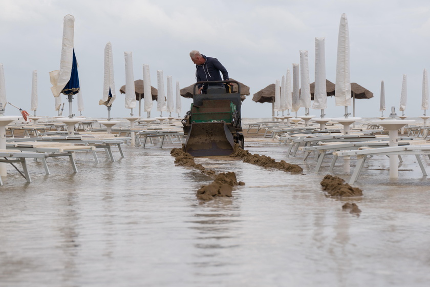 Flooded streets after storm surge in Emilia-Romagna region, Italy