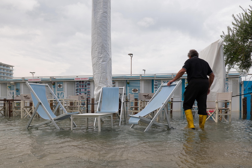 Flooded streets after storm surge in Emilia-Romagna region, Italy