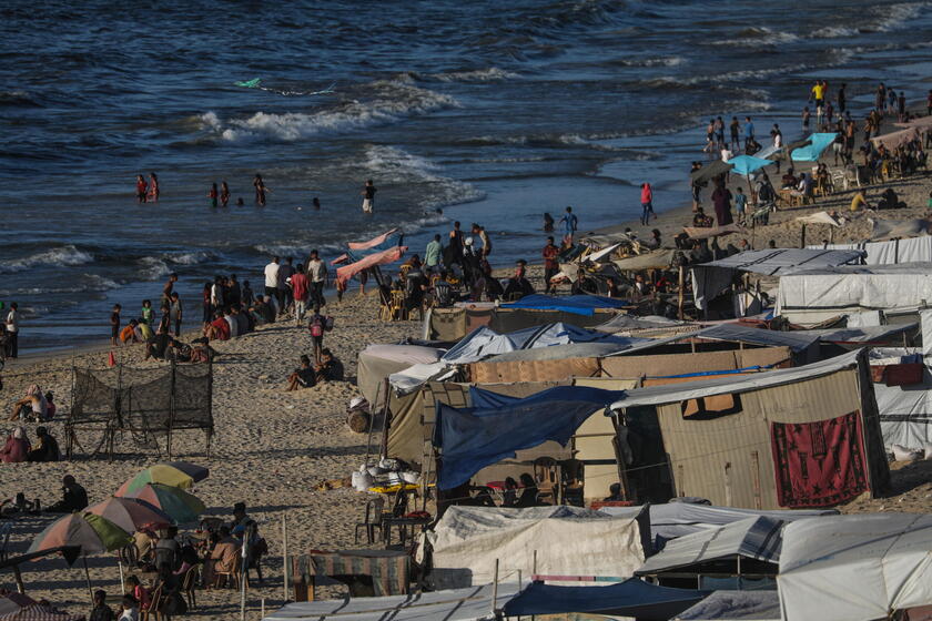 Internally displaced Palestinians in Deir Al-Balah, southern Gaza