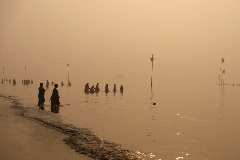 Annual Gangasagar Mela religious festival on Sagar Island, India