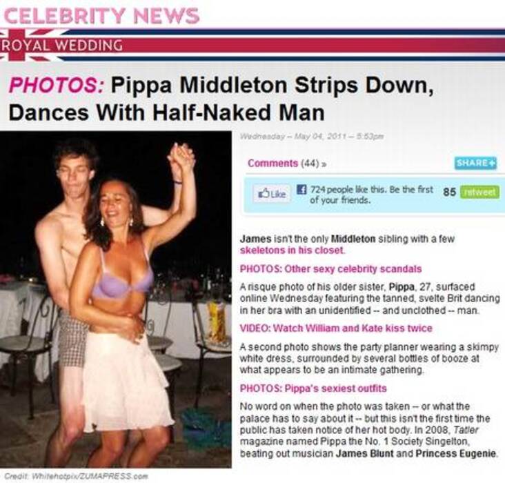 US Magazine ha pubblicato la foto di Pippa che balla in posa sensuale © Ansa