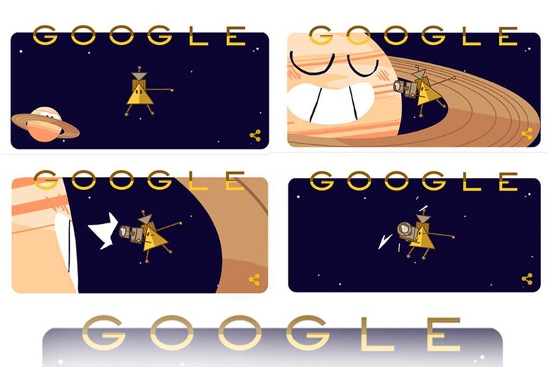 Doodle di Google dedicato alla sonda Cassini - RIPRODUZIONE RISERVATA