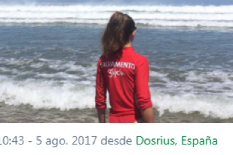 L 'immagine di un tweet dalla spiaggia di Gijon - RIPRODUZIONE RISERVATA