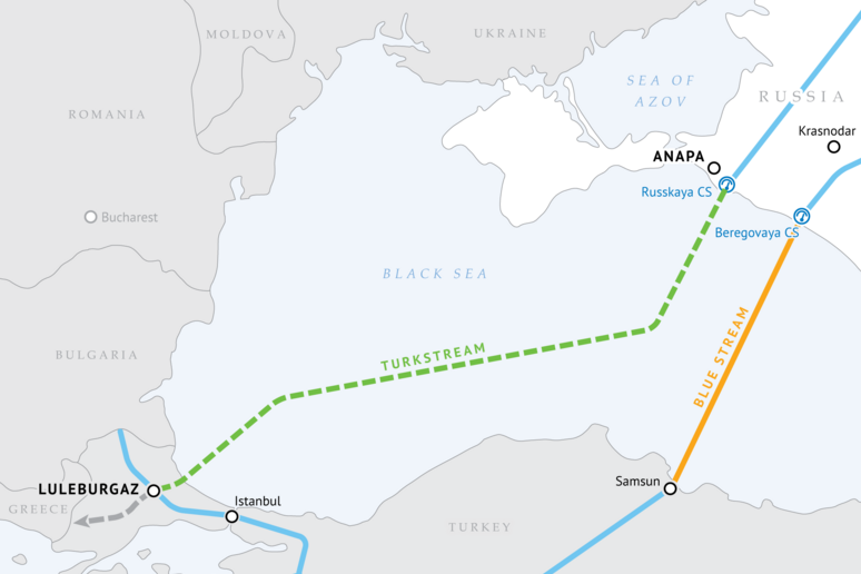 Il tracciato del TurkStream - RIPRODUZIONE RISERVATA