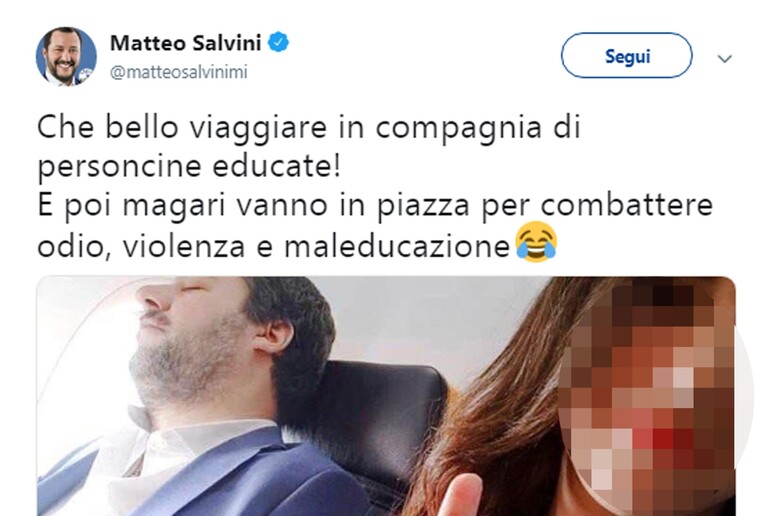 Tweet di Salvini - RIPRODUZIONE RISERVATA