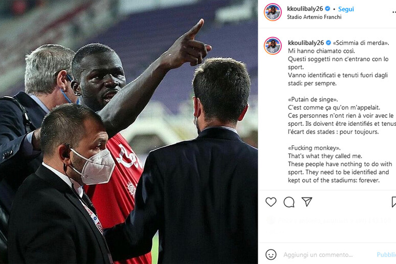 Il post Instagram di Koulibaly - RIPRODUZIONE RISERVATA