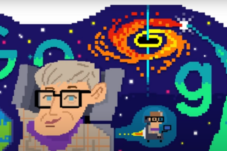 La copertina dell 'animazione che Google ha dedicato alla nascita del fisico Stephen Hawking, 8o anni fa (fonte: Google) - RIPRODUZIONE RISERVATA