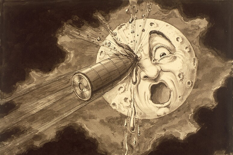 Locandina disegnata da Georges Méliès per il film  'Viaggio sulla luna ' (1902) - RIPRODUZIONE RISERVATA